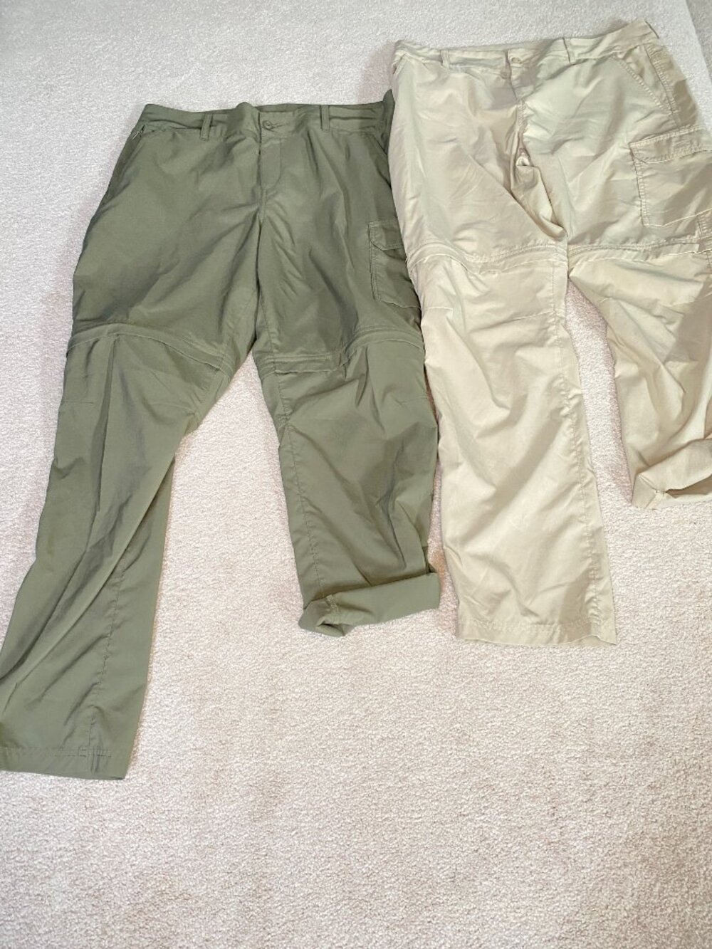 2 Pr: Columbia Utilitarian Hiking, Fishing, Sport Pants Sz: 14 Sage Green, Tan - Picture 2 of 7